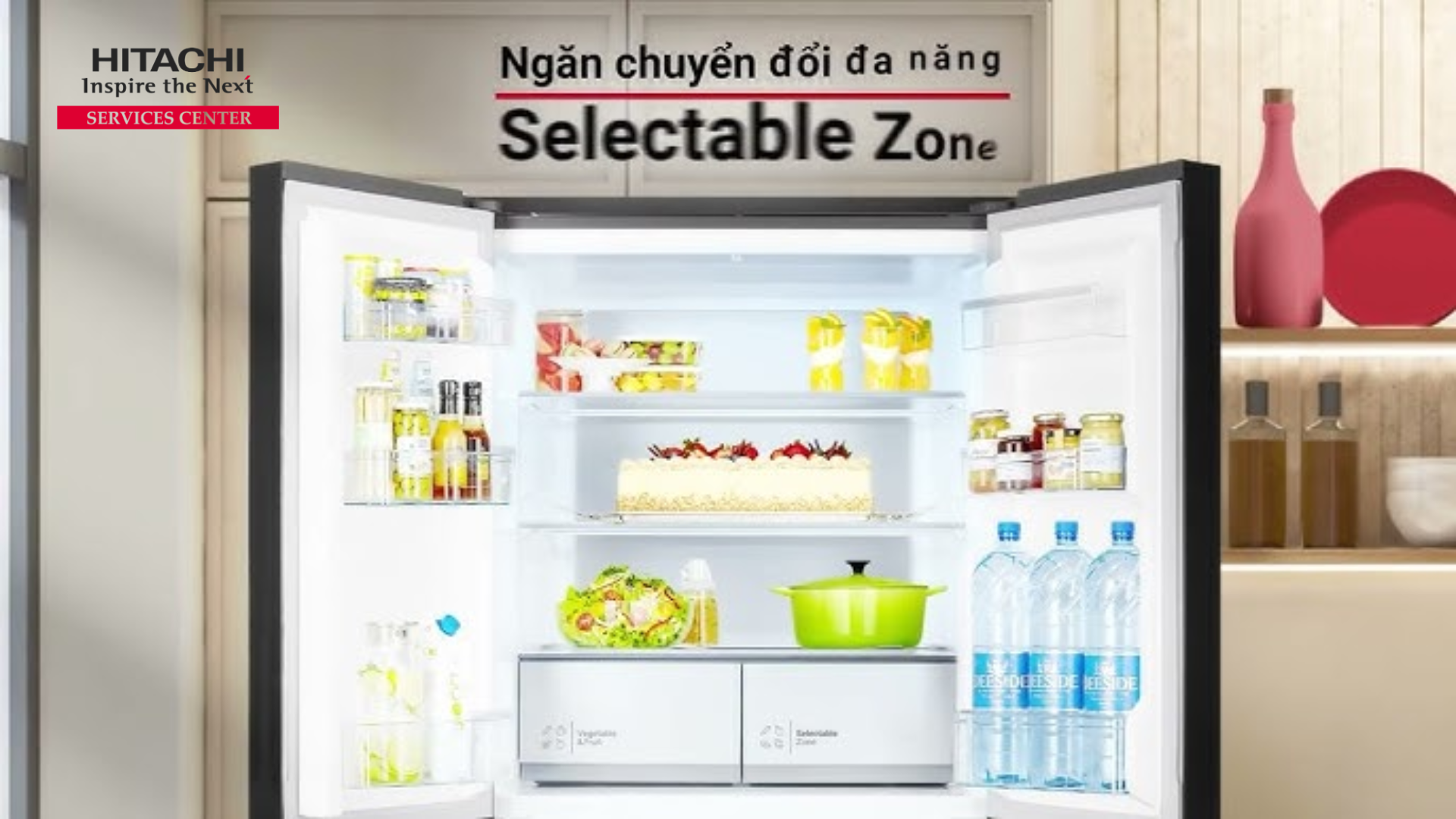 Ngăn trữ linh hoạt tủ lạnh Hitachi
